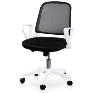 Heston Black Office Chair - White Arm and Base by Interior Secrets - AfterPay Available
