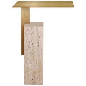 Hilaria 40 cm Brushed Gold Side Table - Natural by Interior Secrets - AfterPay Available