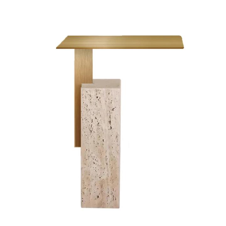 Hilaria 40 cm Brushed Gold Side Table - Natural by Interior Secrets - AfterPay Available
