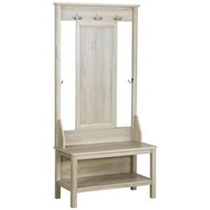 Hinton Modern Minimalist Coat Rack Hall Tree Shoe Cabinet - Washed Grey