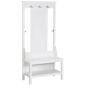 Hinton Modern Minimalist Coat Rack Hall Tree Shoe Cabinet - White