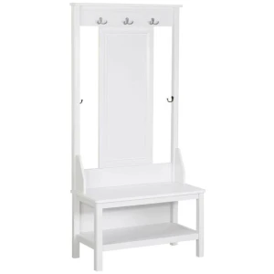 Hinton Modern Minimalist Coat Rack Hall Tree Shoe Cabinet - White