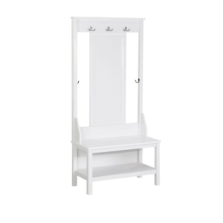 Hinton Modern Minimalist Coat Rack Hall Tree Shoe Cabinet - White