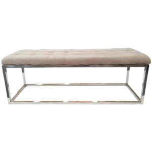 Holly Ottoman Silver Base - Beige Seat