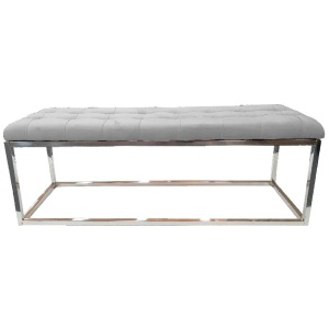 Holly Ottoman Silver Base - Light Grey Seat