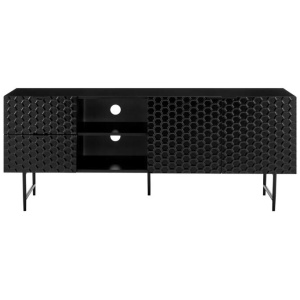Honeycomb Lowline Entertainment Unit TV Stand Storage Cabinet 160cm - Black