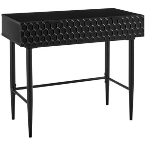 Honeycomb Wooden Dressing Console Hallway Hall Table W/ 2-Drawers - Black