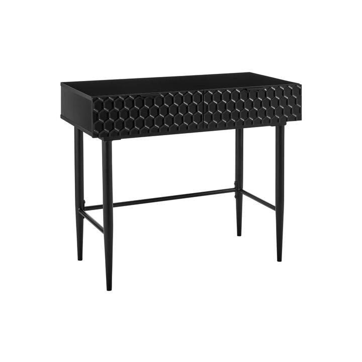 Honeycomb Wooden Dressing Console Hallway Hall Table W/ 2-Drawers - Black