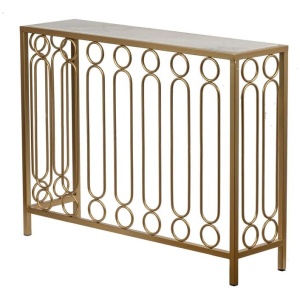 Hoop Bar Marble Hall Console Hallway Table W/ Metal Frame