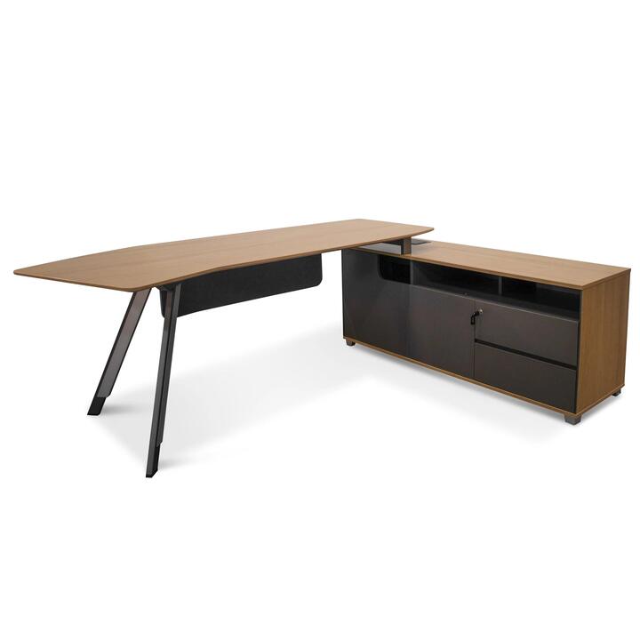Hubert 2.2m Right Return Grey Office Desk - Natural Top by Interior Secrets - AfterPay Available