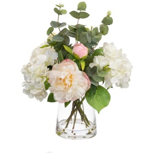 Hydrangea Artificial Plant Decorative Mixed Arrangement 43cm In Glass - Multi Color