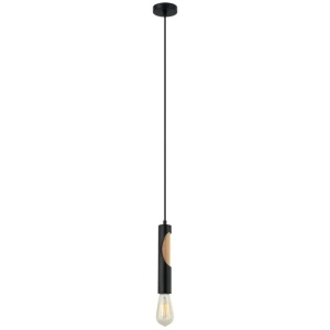 IDA Pendant Lamp Light Interior ES Matte Black Blonde Wood Tube OD50mm
