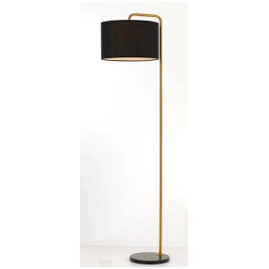 Ingrid Modern Standing Floor Lamp Light Marble Metal Fabric Black Gold