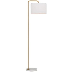 Ingrid Modern Standing Floor Lamp Light Marble Metal Fabric Ivory White Marble Antique Gold