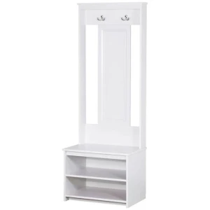 Isnelda Modern Small Coat Rack Hall Tree Shoe Rack Cabinet - White