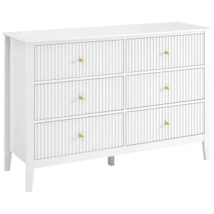 Issey Modern Wooden Fluted Chest Of 6-Drawers Dresser Storage Cabinet White