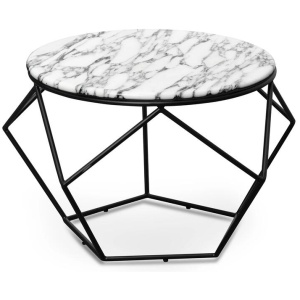 Ivan 72cm Round Marble Coffee Table - Matt Black Base - Last One by Interior Secrets - AfterPay Available