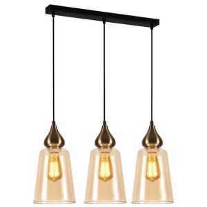 JEREZ Pendant Lamp Light Interior ES 3X72W Bronze Amber Glass Flat Top L620XW145XH1000mm
