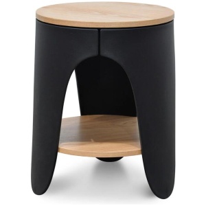 Jackson Round Side Table - Natural - Black by Interior Secrets - AfterPay Available