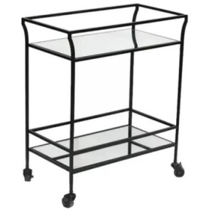 Jaisalmer Mirror Iron Bar Cart Kitchen Trolley Table - Black