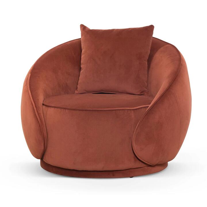 Jake Velvet Armchair - Rustic Orange by Interior Secrets - AfterPay Available