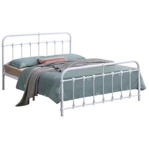 Jazli modern Queen Size Metal Bed Frame - White