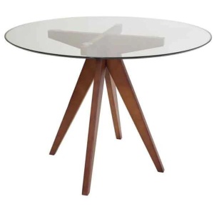 Jean Prouve Inspired Dining Table - Glass Top 100cm - Walnut