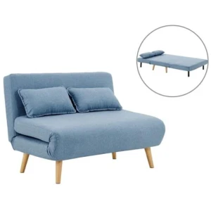 Jepson Modern 2-Seater Polyester Fabric Sofa Bed - Denim Blue