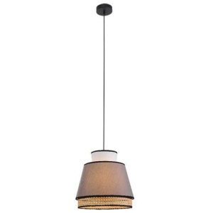 Jesse Rattan Modern Elegant Pendant Lamp Ceiling Light - Grey & Natural