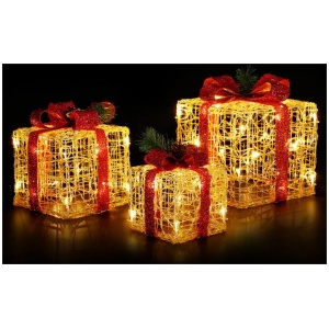 Jingle Jollys Christmas Lights LED Light Motif Reindeer 3PCS Gift Box Decor 3D