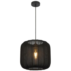 Jonsel Modern Pendant Hanging Lamp Light Fabric Metal Black
