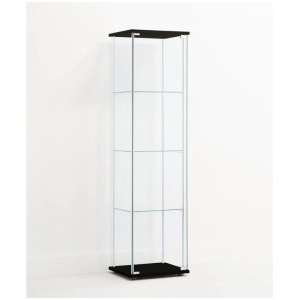 Jude 4-Tier Glass Display Shelf Storage Cabinet - Glass/Black