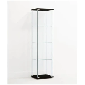 Jude 4-Tier Glass Display Shelf Storage Cabinet - Glass/Black