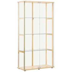 Jude 4-Tier Glass Display Shelf Storage Cabinet W/ 2-Doors - Beech