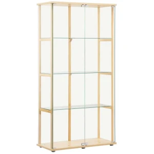 Jude 4-Tier Glass Display Shelf Storage Cabinet W/ 2-Doors - Beech