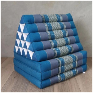 Jumbo Thai Triangle Pillow THREE FOLDS BLUE