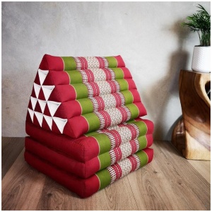 Jumbo Thai Triangle Pillow THREE FOLDS RedGr