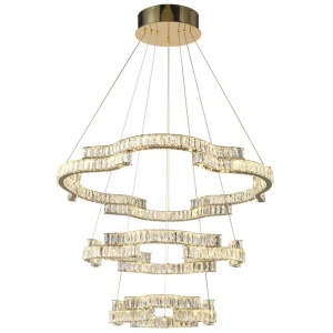 Jura Modern Pendant Hanging Lamp Light Crystal Stainless Steel Gold Gloss