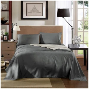 KENSINGTON 1200TC COTTON SHEET SET IN STRIPE-KING - CHARCOAL