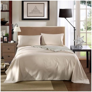 KENSINGTON 1200TC COTTON SHEET SET IN STRIPE-KING - SAND