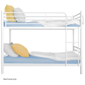KINGSTON SLUMBER 2in1 King Single Metal Bunk Bed Frame, with Modular Design, Matte White