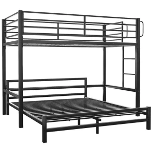 KINGSTON SLUMBER Single Loft Bed And Double Underbed, Multifunctional, Space Saving with Fixed Ladder, Matte Dark Grey