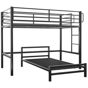 KINGSTON SLUMBER Single Loft Bed And Single Underbed, Multifunctional, Space Saving with Fixed Ladder, Matte Dark Grey