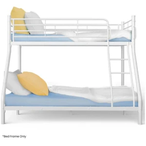 KINGSTON SLUMBER Single over Double Metal Bunk Bed Frame, Matte White