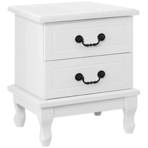 KUBI Bedside Tables 2 Drawers Side Table French Nightstand Storage Cabinet