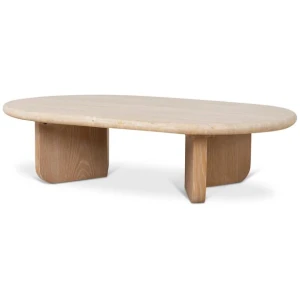 Kalin 1.2m Oval Travertine Coffee Table - Natural by Interior Secrets - AfterPay Available