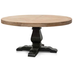 Kara Reclaimed 1.6m Round Dining Table - Natural Top and Black Base by Interior Secrets - AfterPay Available