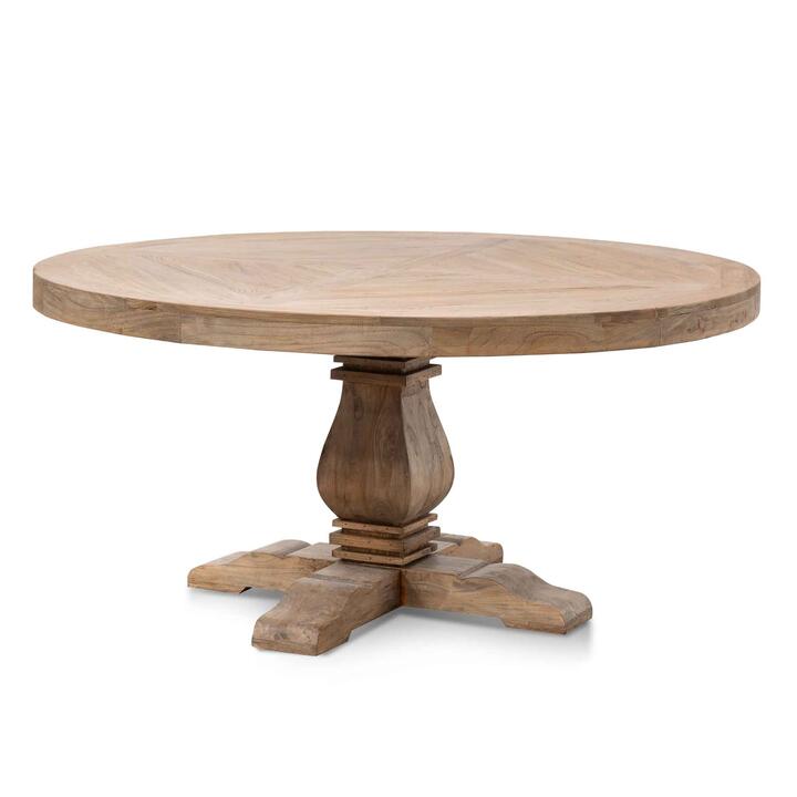 Kara Reclaimed 1.6m Round Dining Table - Natural Top and Natural Base by Interior Secrets - AfterPay Available