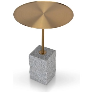Kelvin 45 cm Brushed Gold Side Table - Faceted Granite Marble by Interior Secrets - AfterPay Available