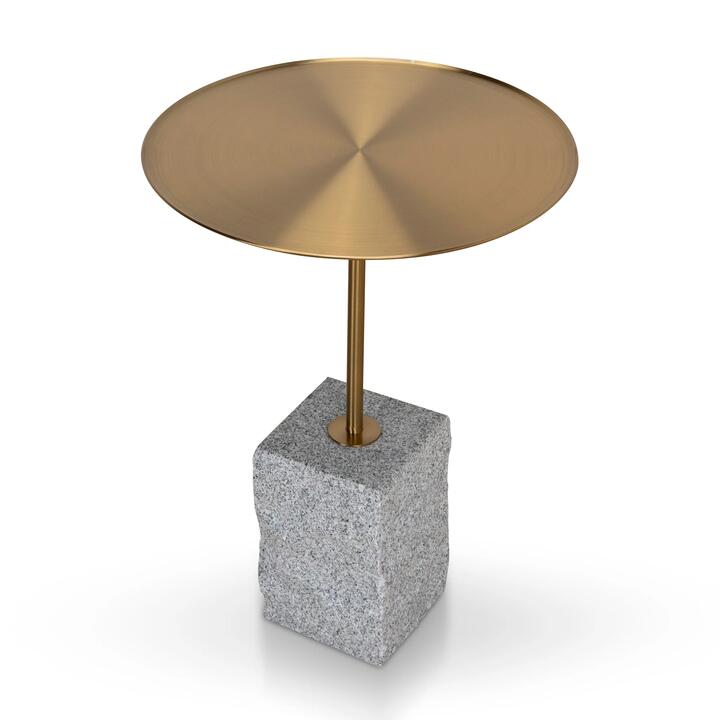 Kelvin 45 cm Brushed Gold Side Table - Faceted Granite Marble by Interior Secrets - AfterPay Available